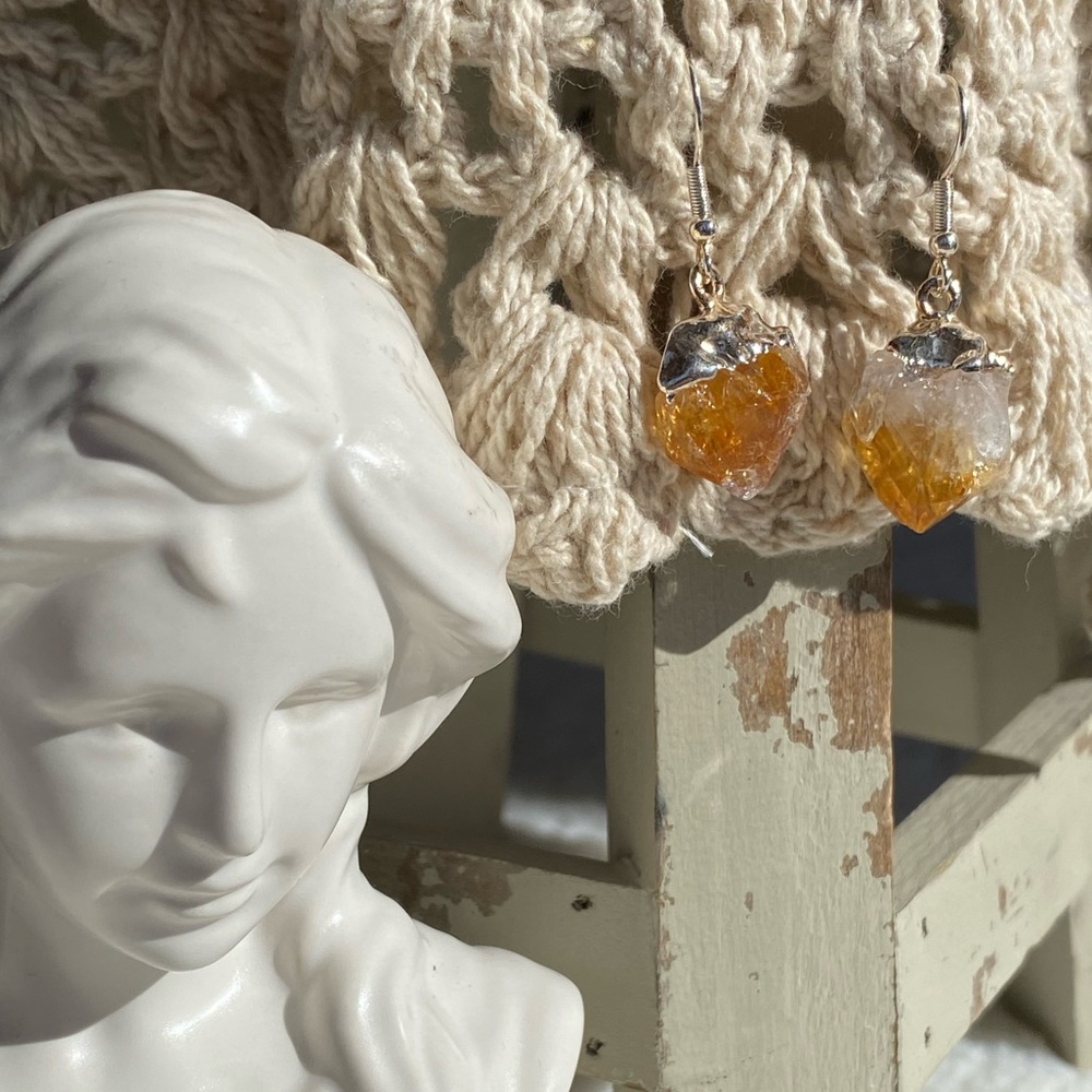 Raw Citrine Earrings